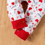 Baby Girls Valentine's Day Heart Printed Long-sleeve Rompers