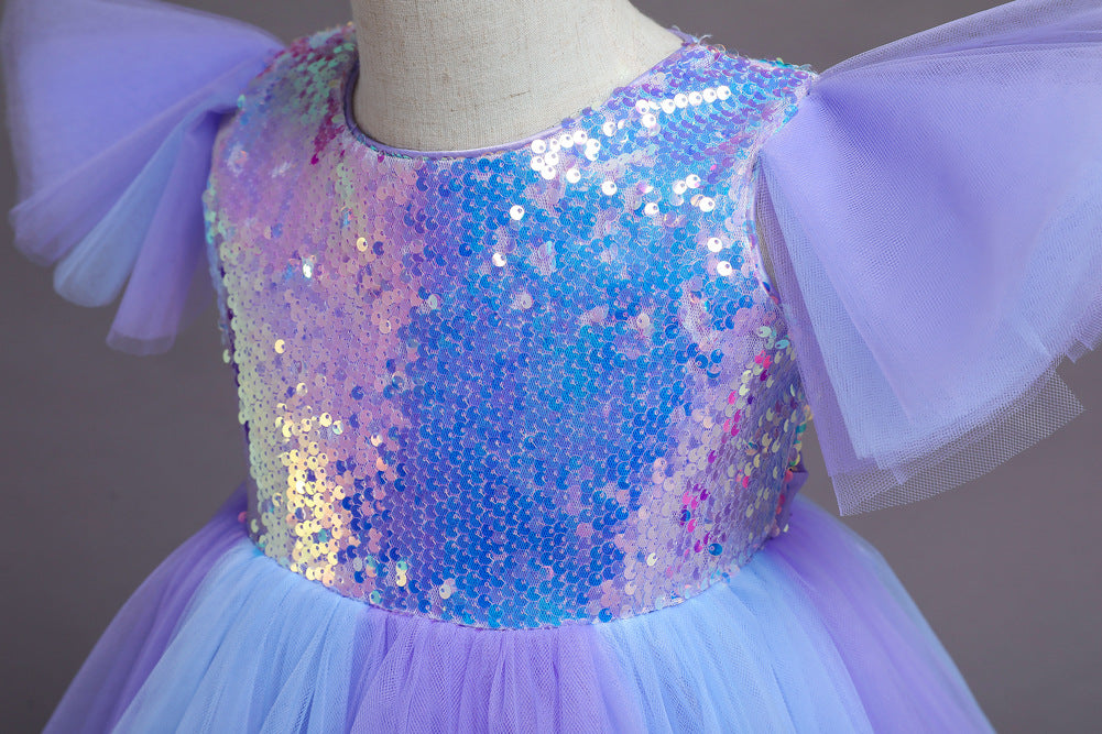 Kid Baby Girls Princess Sequins Rainbow Dress