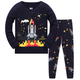 Kid Baby Boy Air-conditioned Long Sleeve Thread Cotton Pajamas 2 Pcs