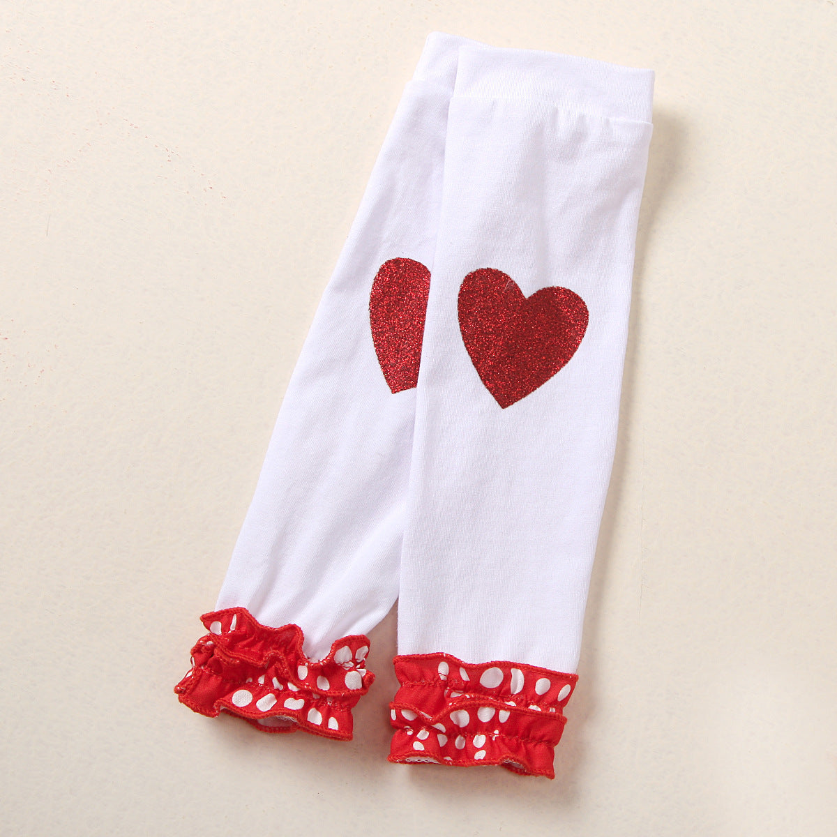 Baby Girl Valentine Party White Printed Dress 4 Pcs Sets