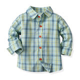 Kid Baby Boys Double-layer Plaid Long-sleeved Performance 4 Pcs Sets