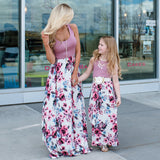 Family Matching Mother-daughter Round Collar Printing Loose Pastoral Dresses