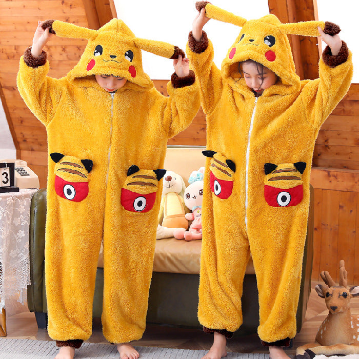 Kid Baby Girl One-piece Winter Flannel Thickened Warm Pajamas