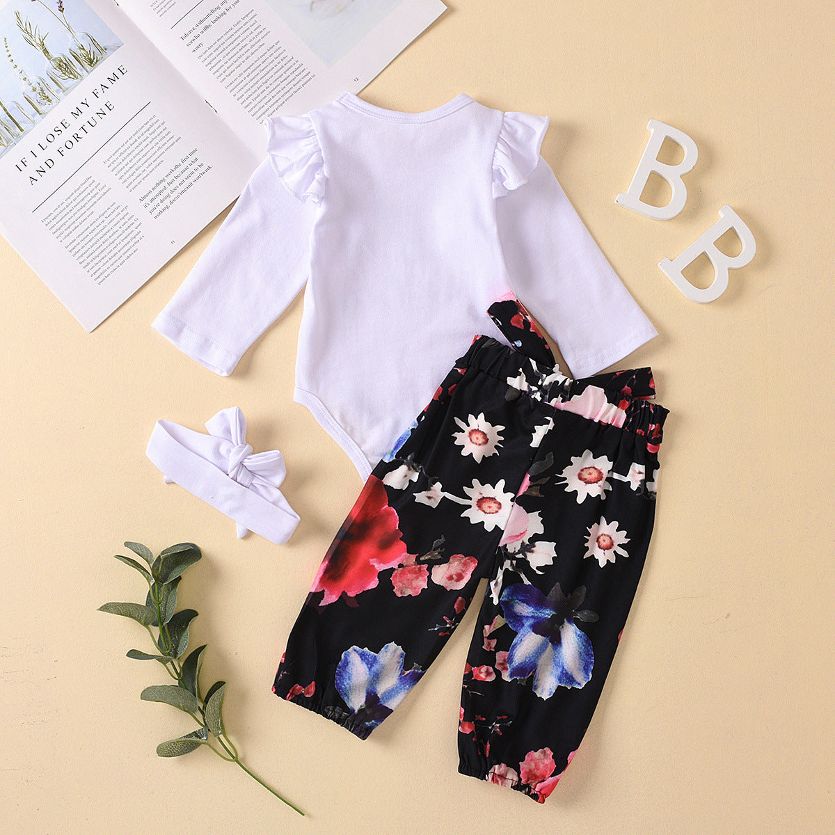 Spring Baby Girl Valentine's Day Set Long Sleeve Fart 3 Pcs
