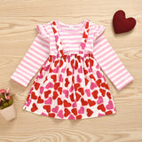 Kid Baby Girls Valentine's Day Stripe 2 Pcs Sets
