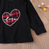 Spring Autumn Kid Baby Girl Suit Love Round Plaid 2 Pcs Sets