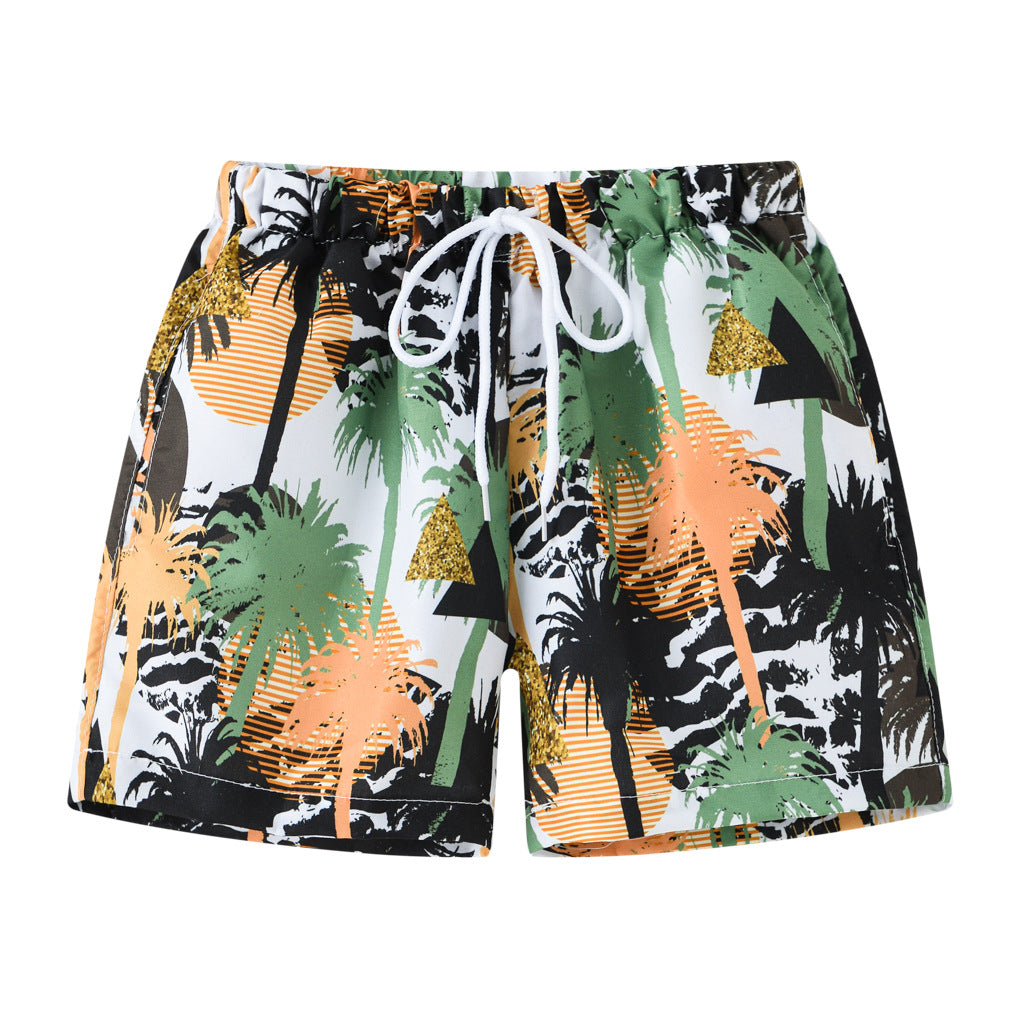 Summer Kids Boy Swimwear Fashion Striped Print Holiday Swimsuit