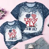Family Matching Mother Daughter Short Sleeves Independence Day Cotton T-shirt
