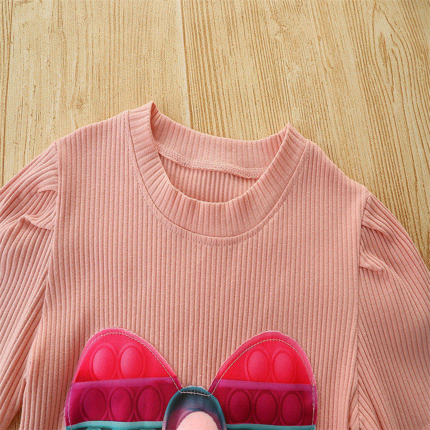 Kid Baby Girls Suit Summer Hole Stripe Bow Jeans 2 Pcs Sets