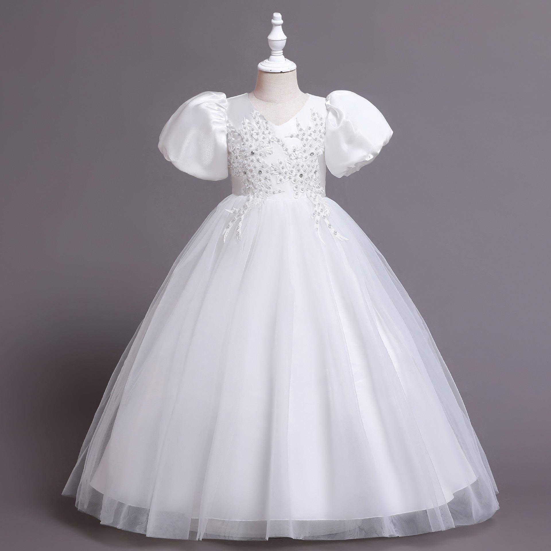 Kid Girl Princess Mesh Puffy Wedding Floral Dress