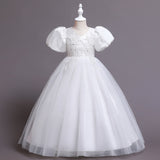 Kid Girl Princess Mesh Puffy Wedding Floral Dress