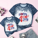 Family Matching Mother Daughter Short Sleeves Independence Day Cotton T-shirt