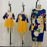 Family Matching Floral Print Mother Daughter Dress