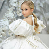 Kid Baby Girl Princess White Pompous Yarn Evening Flower Dresses