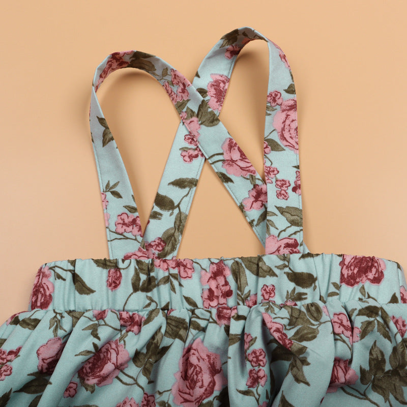 Family Matching Mother Daughter Floral Holiday Beach Leisure Dress Cape