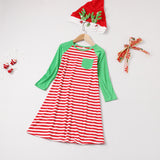 Family Matching Long-sleeved Christmas Striped Dress