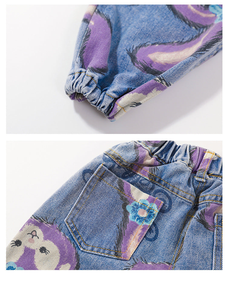 Kid Baby Girl Rabbit Cowboy Spring Autumn Leisure 2 Pcs Sets