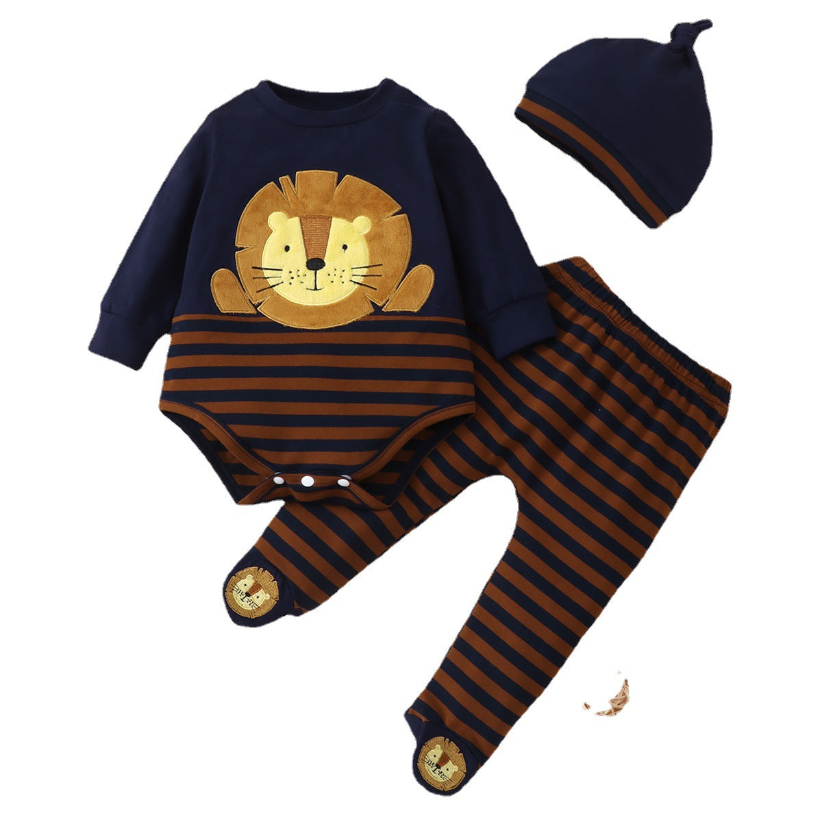 Spring New Easter Baby Lion Print 3 Pcs Set Suit