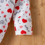 Baby Girls Valentine's Day Heart Printed Long-sleeve Rompers