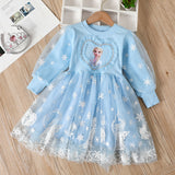 Kid Baby Girl New Long Sleeved Aisha Princess Frozzed Fall Dresses