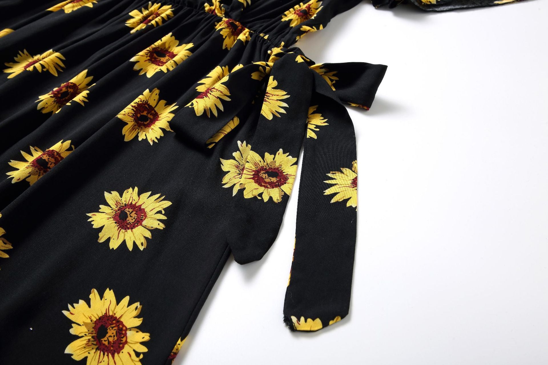 Family Matching Flower Printed V-neck Parent-child Dresses