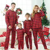 Family Matching Christmas Home Red Plaid Long-sleeved Pajamas