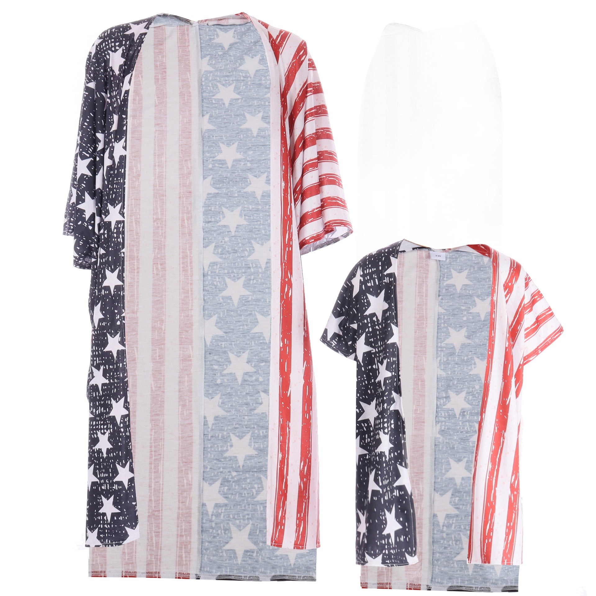 Family Matching Mother Daughter Independence Day Flag Cape Dress