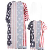 Family Matching Mother Daughter Independence Day Flag Cape Dress