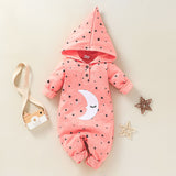 Baby Girl Boy Moon Long-sleeved Onesie Autumn Hooded Climbing Rompers