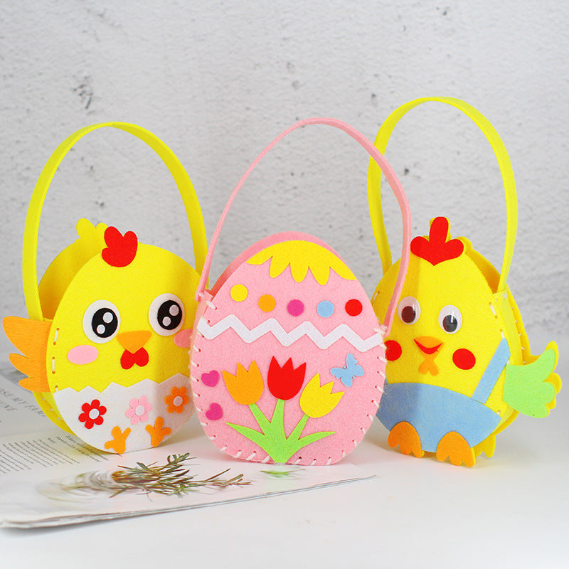 Easter Kids Handmade DIY Materials Bag Woven Tote Egg Bunny Bag