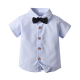 Kid Baby Boy Suit Suspenders Shorts Striped Ceremony 2 Pcs Sets