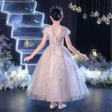 Kid Girl Birthday Princess Poncho Host Piano Performance Dress