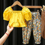 Kid Baby Girls Summer Suit Floral Sets 2 Pcs