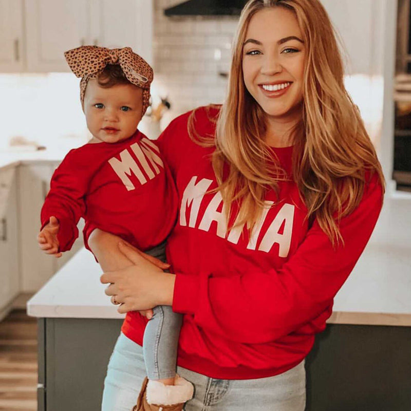 Family Matching Parent-child Print Round Neckline Mother-daughter Shirt