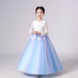 Kid Girl Long Sleeve Rainbow Princess Dress