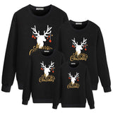 Family Matching Fashion Casual Christmas Elk Letter Printing Shirts