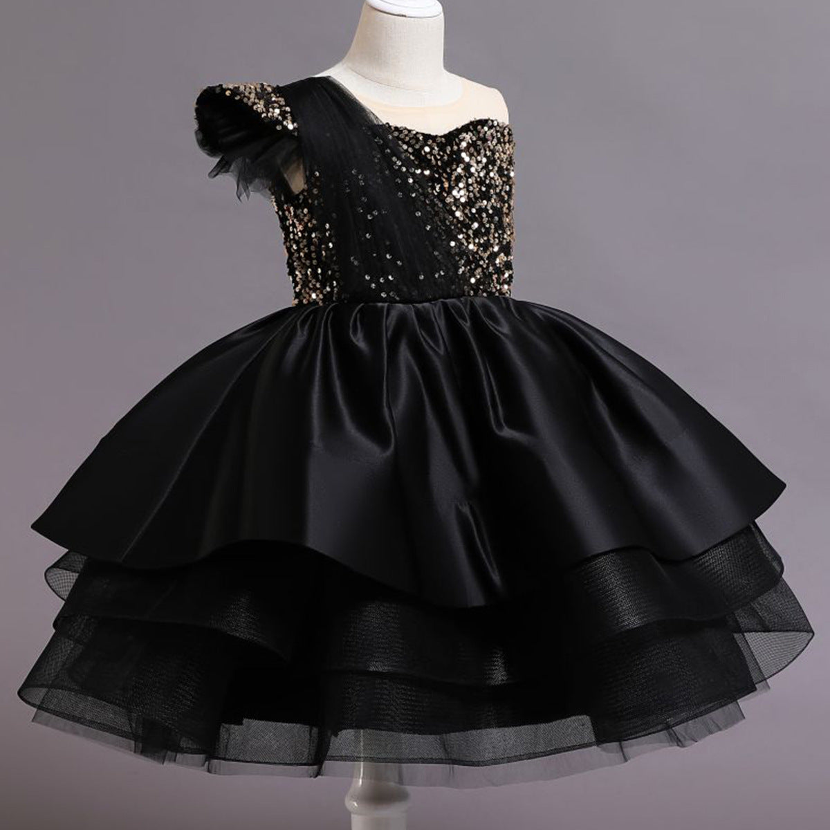 Kid Baby Girl Birthday Princess Catwalk Tutu Sequined Piano Dresses