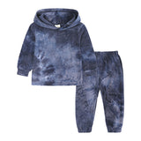 Kid Baby Boy Girl Tie Dye Suit Fashion Printed Hooded Suits 2 Pcs Sets