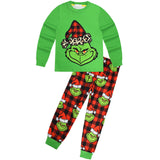 Kid Boy Christmas Green Hairy Grinch Costume Long Sleeve Loungewear Pajamas
