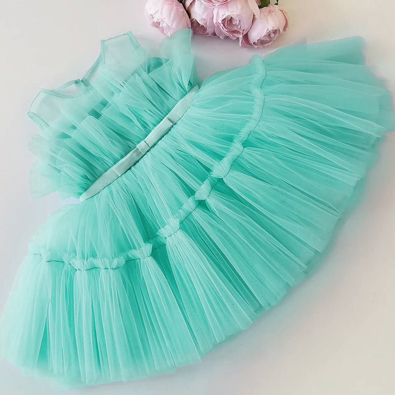 Kid Girl Summer Sleeveless Gauze Bow Princess Dresses