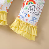 Baby Girl Onesie Rainbow Graffiti Short Sleeve Crawl Rompers