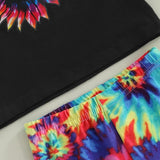 Kid Baby Girls Short Sleeved Flower Bell  Bottom 2 Pcs Sets