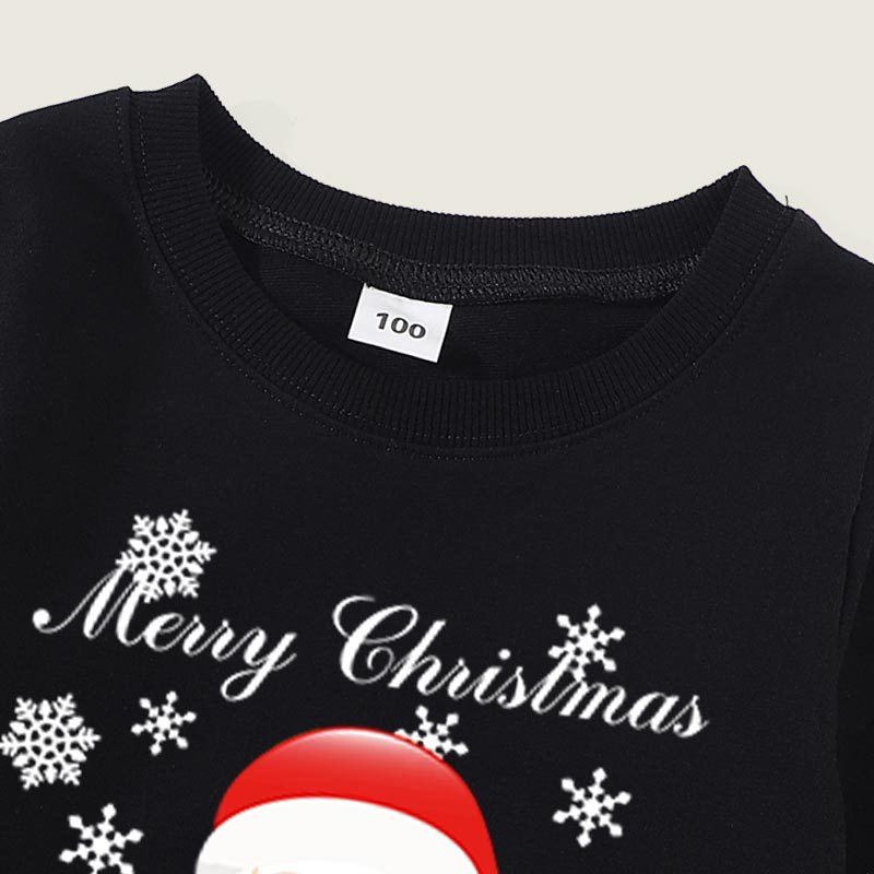 Family Matching Thermal Cute Cartoon Christmas Snowflake Print Sweatshirt