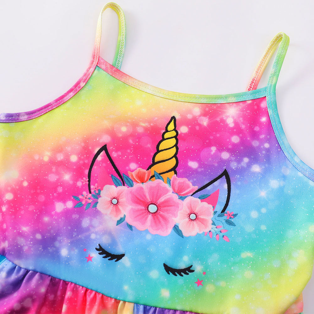 Kid Baby Girls Suspenders Spring Jumpsuit Rainbow Unicorn Fashion Pants