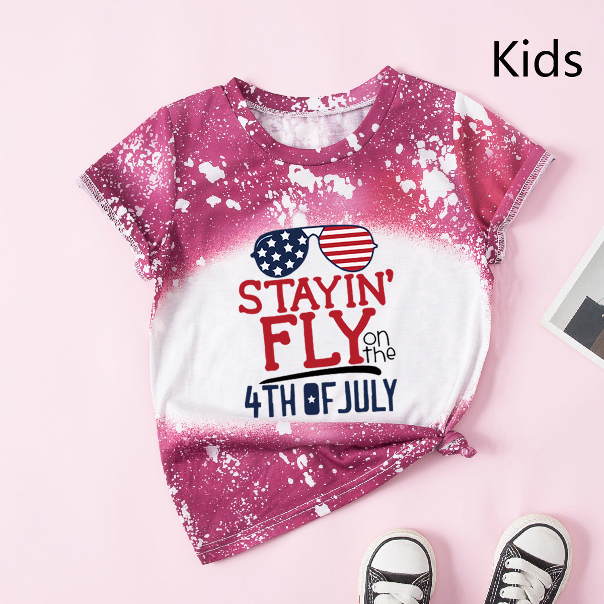 Family Matching Mother Daughter Short Sleeves Independence Day Cotton T-shirt