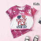 Family Matching Mother Daughter Short Sleeves Independence Day Cotton T-shirt