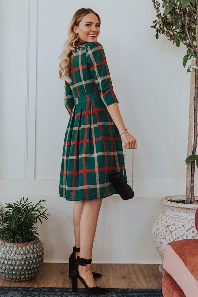 Family Matching Plaid Parent-child Spring Trend Dress