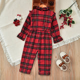 Kid Baby Girl Ins Popular European American Christmas Plaid Rompers
