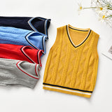 Kid Baby Boy Round Neck Jacquard Knit Waistcoat Pure Cotton Sweater Vest
