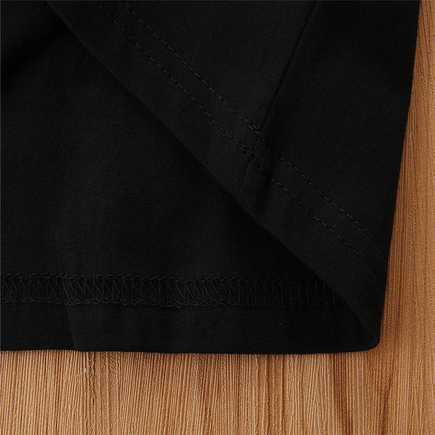 Baby Toddler Girls Valentine's Day Suit Black Fly Sleeve 2 Pcs Sets